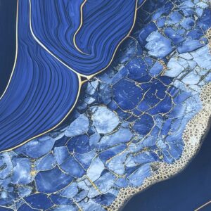 Gresie portelanata Rectificata Ocean Gold Blue Lucios 60x120cm